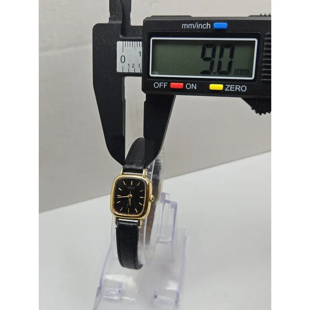 Vintage Seiko SX Tank Watch Womens Black Dial Gold Tone Japan Quartz New Battery